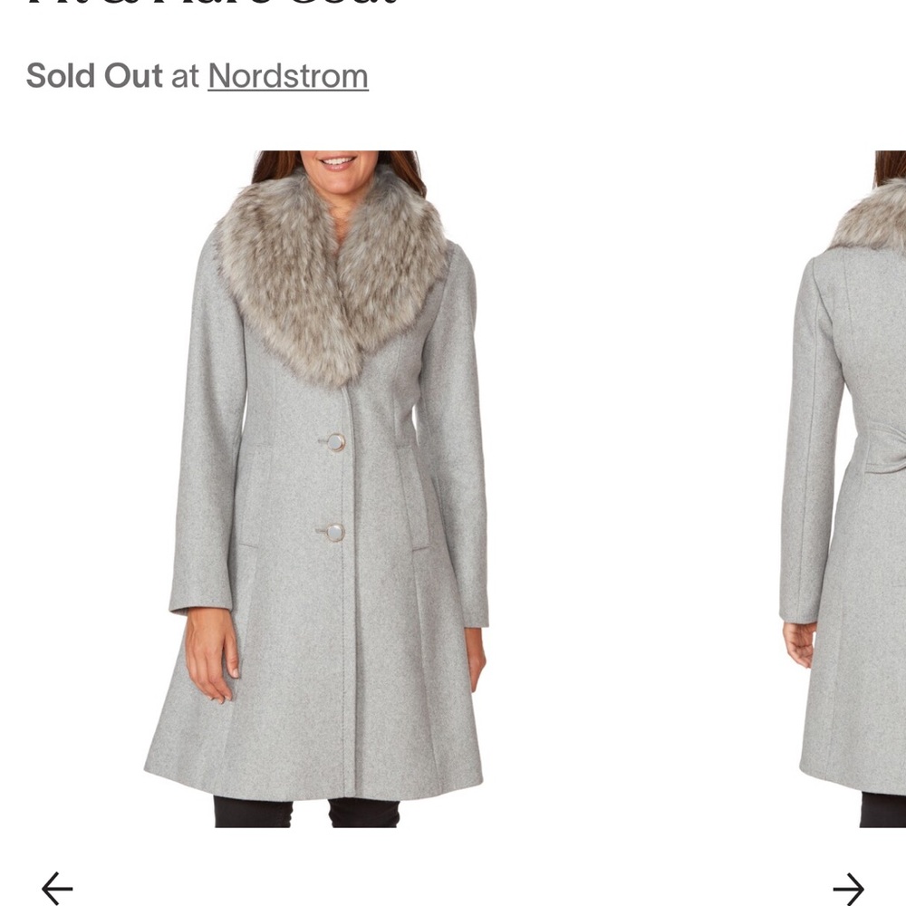 faux fur shawl collar fit & flare coat